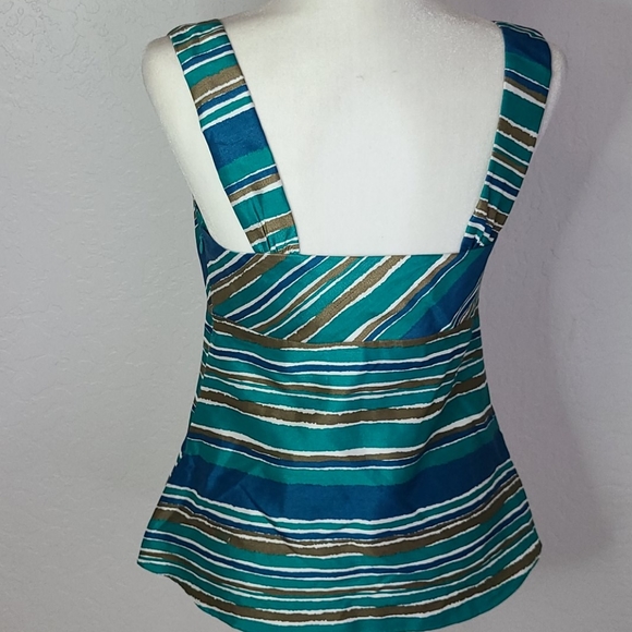 Banana Republic blue green stripe tank blouse sz.4 - Picture 7 of 8